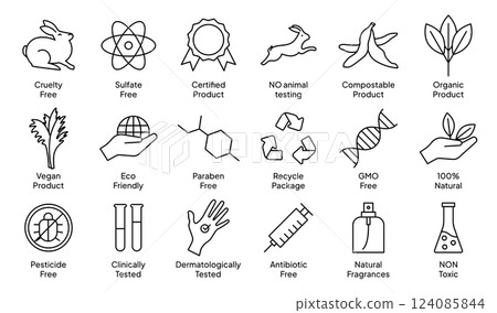 Cosmetic Icons, Product Certifications and Qualities 124085844