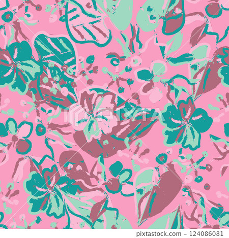 Floral brush strokes seamless pattern design for fashion textiles, graphics, backgrounds and crafts Floral brush strokes seamless pattern design for fashion textiles, graphics, backgrounds and crafts 124086081