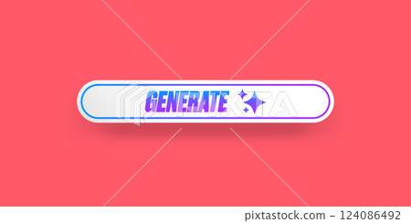 Generate Button Vector Clean White UI Element with Sparkle Icons on Pink Background, Modern Design for Web and App Interfaces, Call to Action Concept Generate Button Vector Clean White UI Element with Sparkle Icons on Pink Background, Modern Design for Web and App Interfaces, Call to Action Concept 124086492