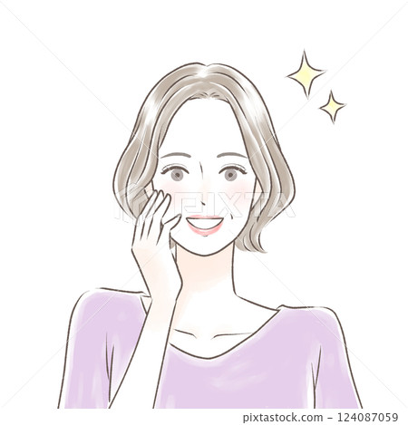 美麗的老年婦女雙手摀臉大笑 124087059