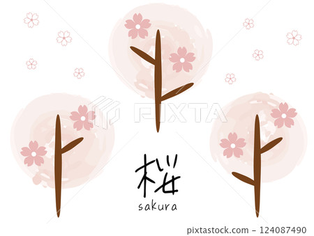 櫻花裝飾。櫻花裝飾。春季裝飾套裝。 櫻花裝飾。櫻花裝飾。春季裝飾套裝。 124087490
