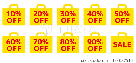 Sale decoration. Bargain sale material. Discount display set. Shop sale icon set. Advertisement and flyer 124087516