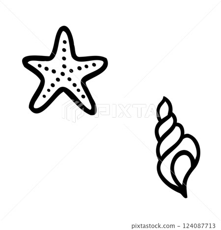簡單的貝殼與海星插圖素材 簡單的貝殼與海星插圖素材 124087713