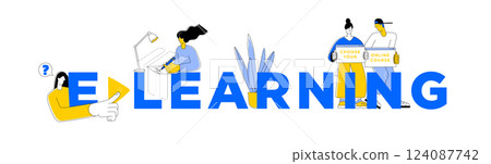 E-Learning Concept with Online Education and Digital Courses E-Learning Concept with Online Education and Digital Courses 124087742