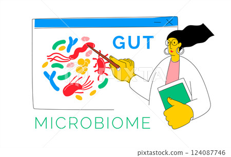Online webinar about gut health microbiome bacteria. Online webinar about gut health microbiome bacteria. 124087746