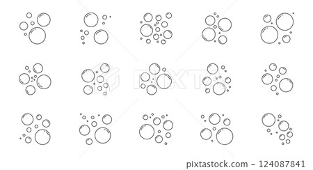Bubble and oxygen line icon set. Air and water outline symbol collection. Editable stroke. Isolated vector illustration 124087841