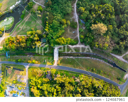 Aerial view green golf field in Kathu district Phuket Thailand Aerial view green golf field in Kathu district Phuket Thailand 124087961