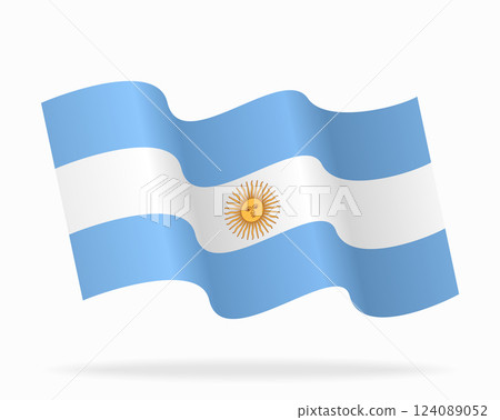Argentinian flag wavy background layout. Vector illustration. 124089052
