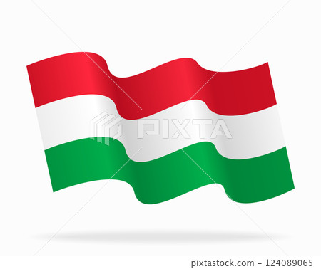 Hungarian flag wavy background layout. Vector illustration. Hungarian flag wavy background layout. Vector illustration. 124089065