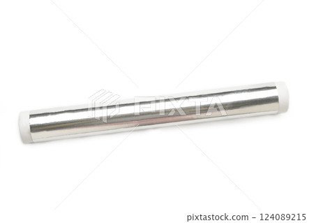 Roll of aluminum foil isolated on white. 124089215