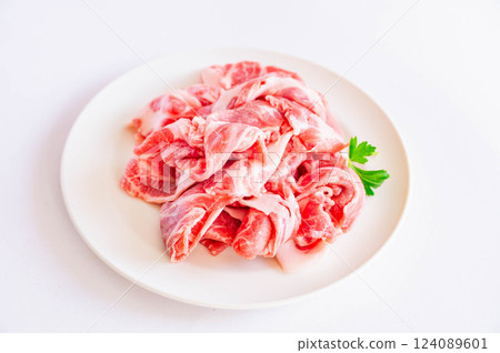 涮涮鍋用的豬肩肉 124089601