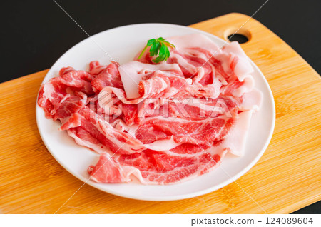 Pork shoulder loin for shabu-shabu 124089604