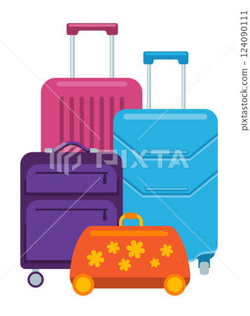 Plastic, metal suitcases, bags for luggage. Travel suitcases with wheels, travel bag, children's travel bag 124090111