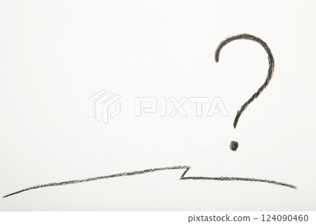 Question mark symbol on white paper, top view 124090460