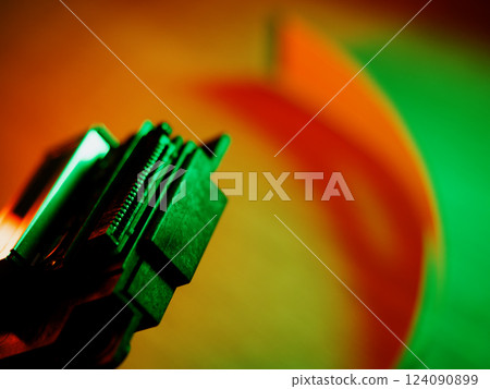 Inkjet Print Head details. Piezoelectric Printing Technologies. Miniature Color Ink Jet Nozzles for Photorealistic High Resolution Printing. Control cable connector. October 10, 2024 - Rovinj, Croatia Inkjet Print Head details. Piezoelectric Printing Technologies. Miniature Color Ink Jet Nozzles for Photorealistic High Resolution Printing. Control cable connector. October 10, 2024 - Rovinj, Croatia 124090899