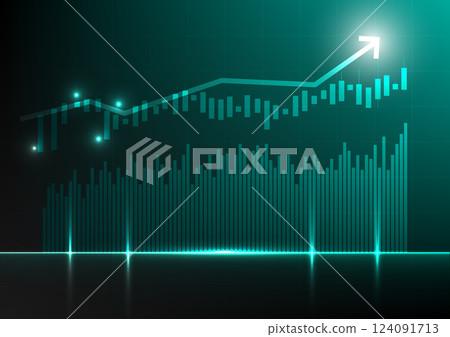 Stock market or forex trading graph and candlestick chart suitable for financial investment concept. Economy trends background for business idea and abstract finance background. Vector illustration. 124091713