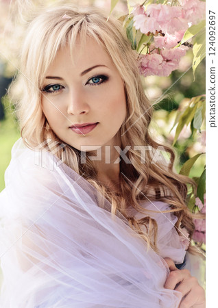 spring portrait with kerchief 124092697