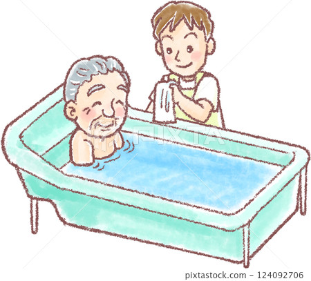 Bathing assistance_male caregiver Bathing assistance_male caregiver 124092706