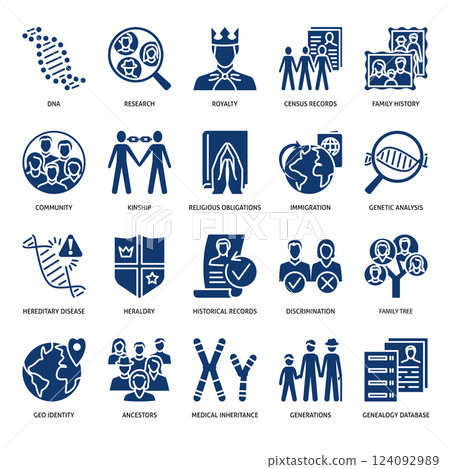 Genealogy and family history icon set 124092989