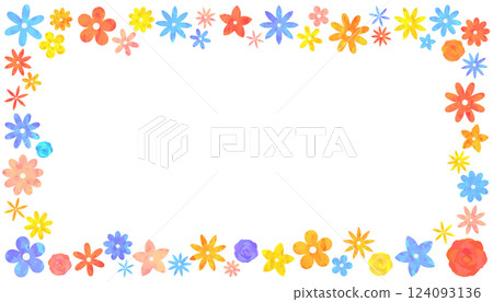 Colorful floral frame, frame, background material, vector 124093136