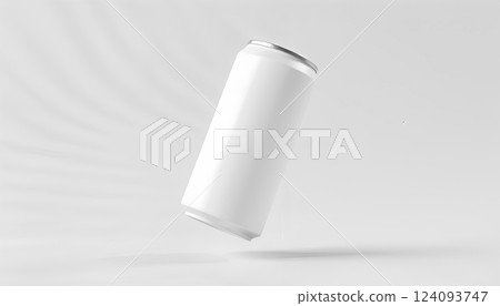 Blank white aluminum narrow 280 ml soda can mockup, no gravity. 124093747