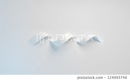 Blank white curl silk ribbon mockup, isolated, 3d rendering. Empty gift band mock up. Clear decoration whorl for present. Satin swirl riband template, top view. 124093748