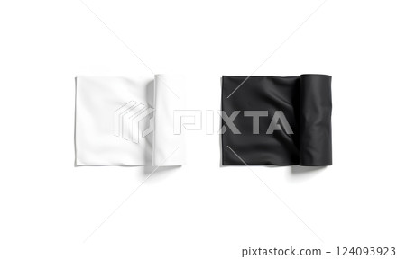 Blaank black and white twisted small towel mockup, isolated. 124093923