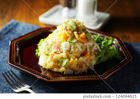 Potato salad with eggs Potato salad with eggs 124094025