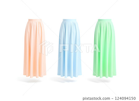 Blank colored women maxi skirt mockup, front view. Blank colored women maxi skirt mockup, front view. 124094150