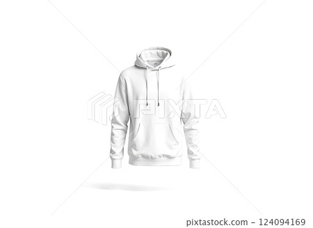 Blank white sport hoodie with hood mock up, front view. 124094169