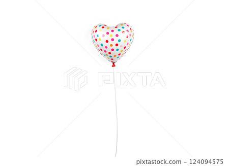 Blank white transparent heart balloon with confetti mockup, front view. 124094575
