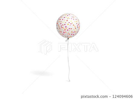 Blank white transparent round balloon with confetti mockup, front view. 124094606