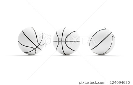 Blank white rubber basketball ball mockup, different views. 124094620