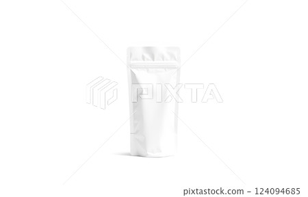 Blank white zipper pouch mockup stand isolated. 124094685