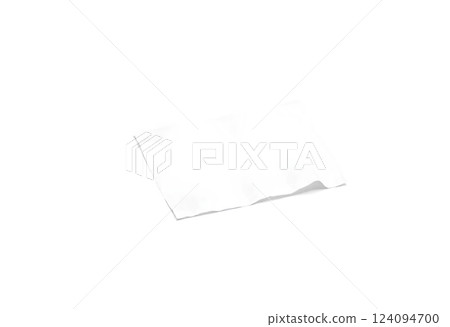 Blank white duct tape piece sticked mock up, isolated, 3d rendering. Empty part of scotch roll mockup, side view. Sticking clear adhesive sticky taping template. 124094700