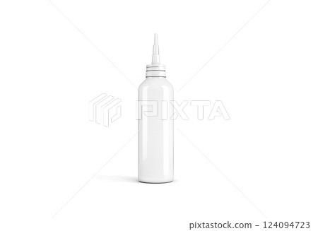 Blank white plastic tall bottle mock up, front view. 124094723