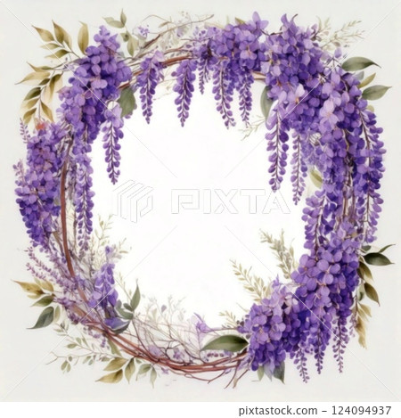 Wisteria watercolor square frame 1 124094937