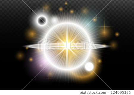 abstract light effect of the sun, lens flare effect 124095355