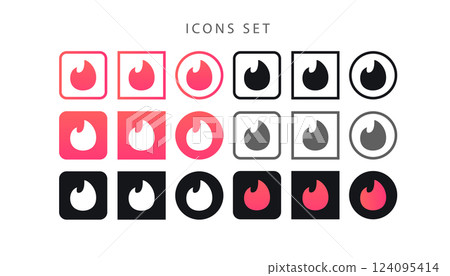 Set of tinder logo in different shape. Vector icons isolated on white background Set of tinder logo in different shape. Vector icons isolated on white background 124095414