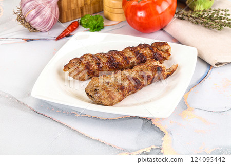 Beef kebab minced meat shashlik Beef kebab minced meat shashlik 124095442
