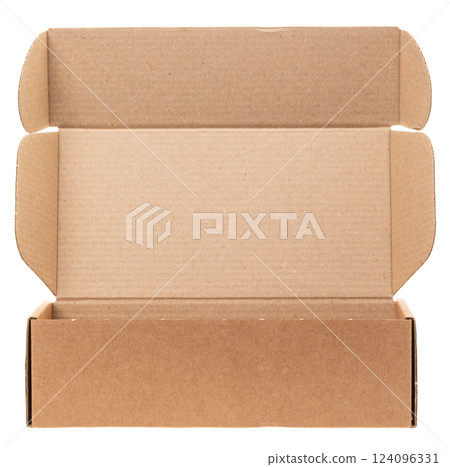 Open Cardboard Box isolated on white Open Cardboard Box isolated on white 124096331