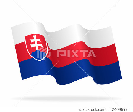 Slovakian flag wavy background layout. Vector illustration. 124096551