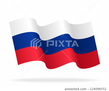 Russian flag wavy background layout. Vector illustration. 124096552