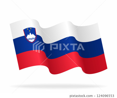 Slovenian flag wavy background layout. Vector illustration. 124096553