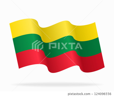 Lithuanian flag wavy background layout. Vector illustration. 124096556