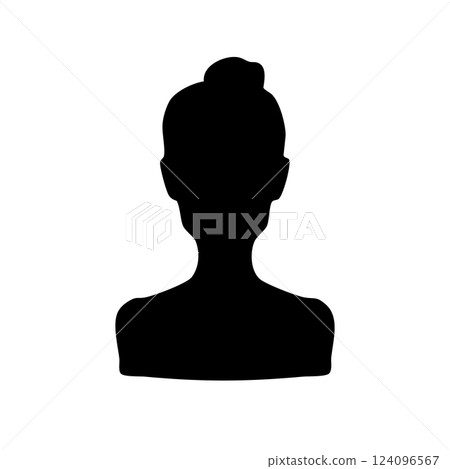 一位身材瘦削、梳著髮髻的女人的剪影插圖 一位身材瘦削、梳著髮髻的女人的剪影插圖 124096567