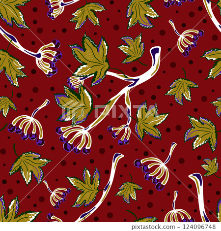 seamless pattern with stylized autumn leaves 124096748
