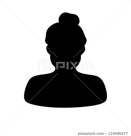 Chubby, round woman with bun hairstyle silhouette illustration Chubby, round woman with bun hairstyle silhouette illustration 124096877
