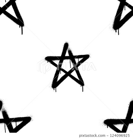 Seamless pattern of sprayed star with overspray in black over white. Vector illustration. 124096925