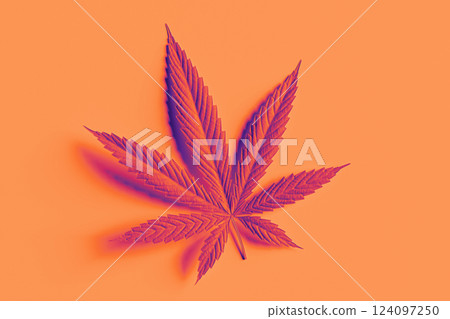 Cannabis leaf in vibrant colors symbolizes nature, freedom, and controversy 124097250